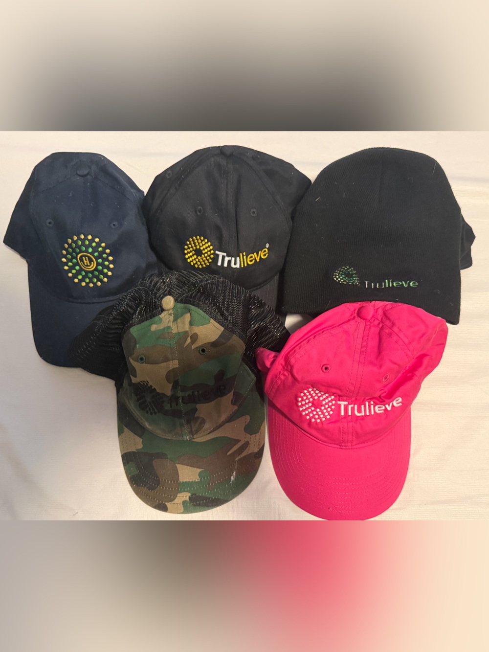 Trulieve Brand Hat Bundle - 6 Total: Pink, Camo, Navy, Black